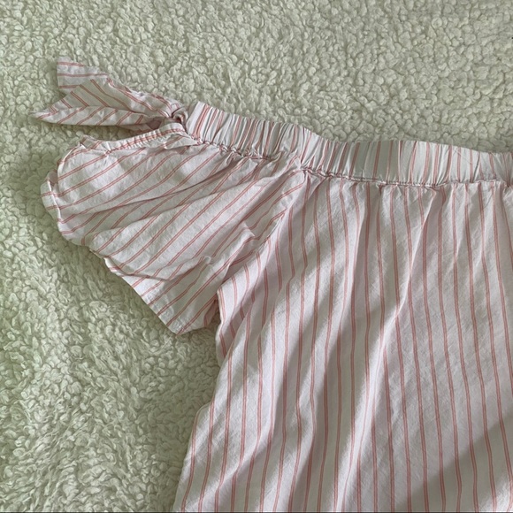 Ardene White and Pink Striped Off the Shoulder Top - Picture 3 of 4